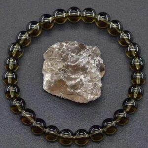 Bracelet obsidienne argentée perles AA-pour repousser les énégatifs